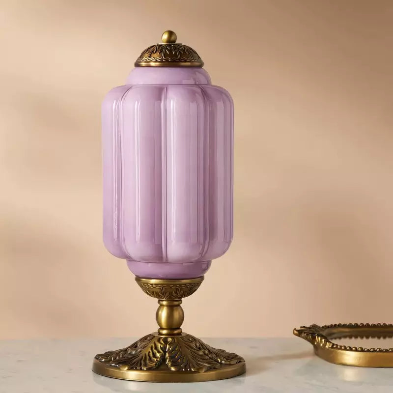 Opal Glass Table Lamp with Decorative Vintage Base