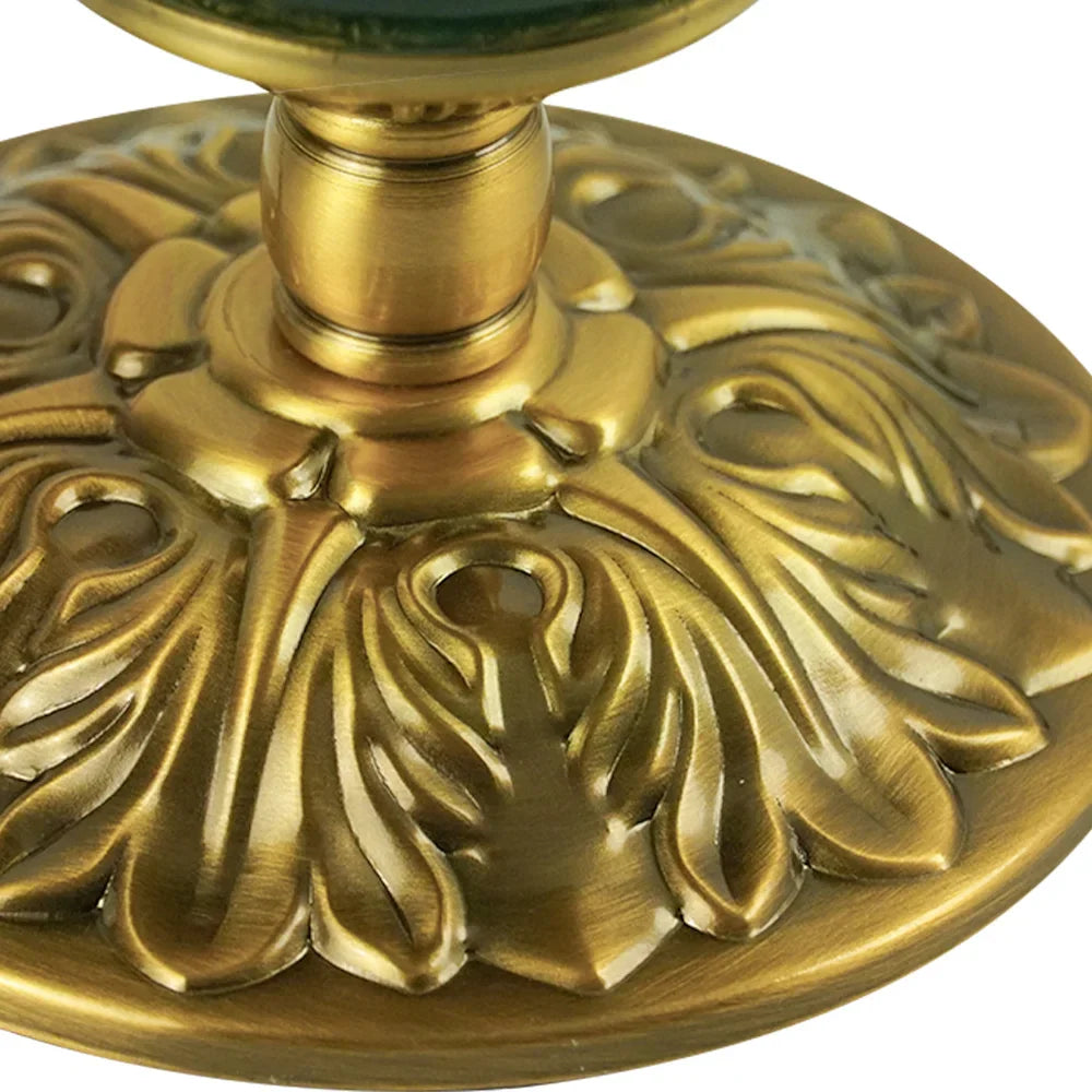 Opal Glass Table Lamp with Decorative Vintage Base