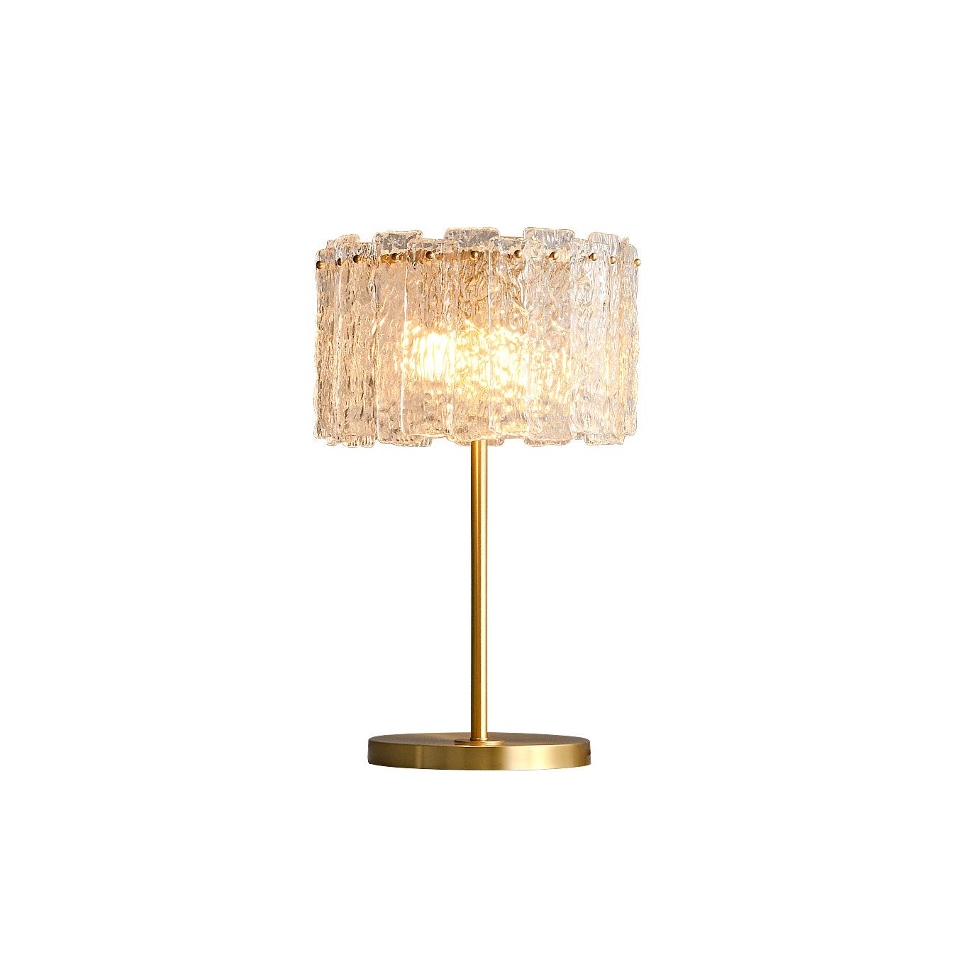 Crystal Table Lamp with Metal Stem and Round Base