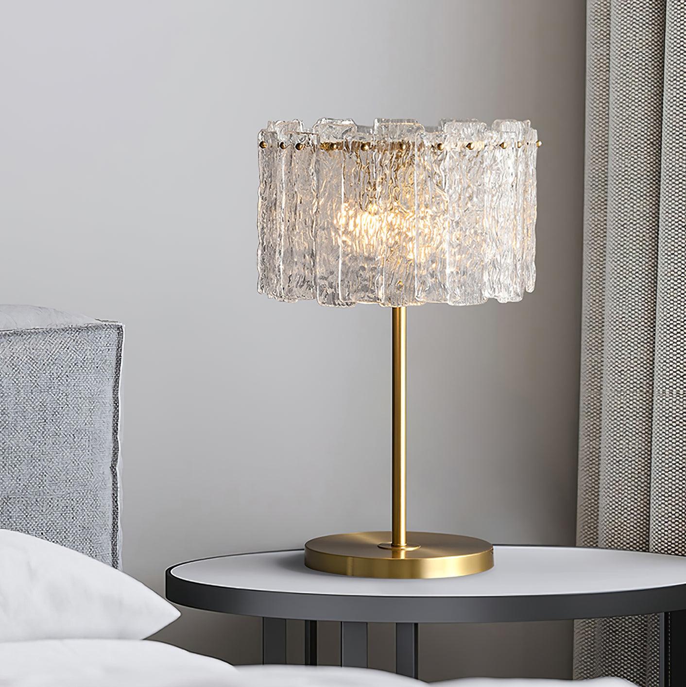 Crystal Table Lamp with Metal Stem and Round Base
