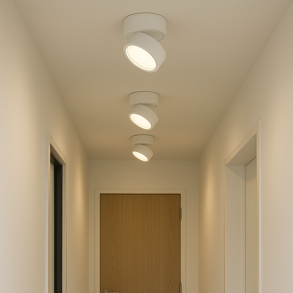 Adjustable Ceiling Lamp with Round Spotlight and Metal Mount