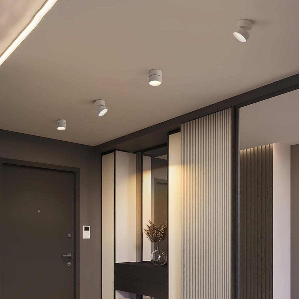 Adjustable Ceiling Lamp with Round Spotlight and Metal Mount