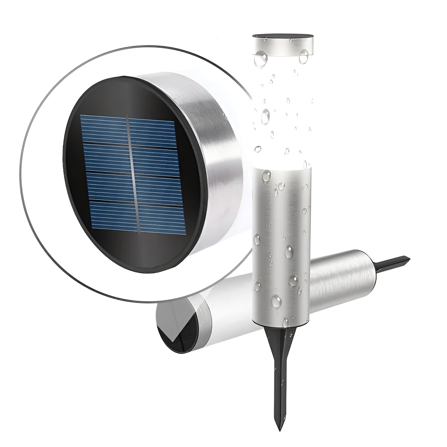Zonne-tuinlamp met ronde matglazen cilinderkap