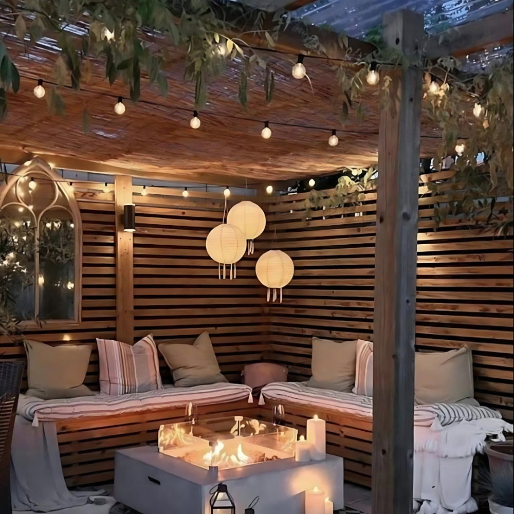 Zonne-energie Buiten Hanglamp Ronde Witte Lantaarn Met Lichtsensor