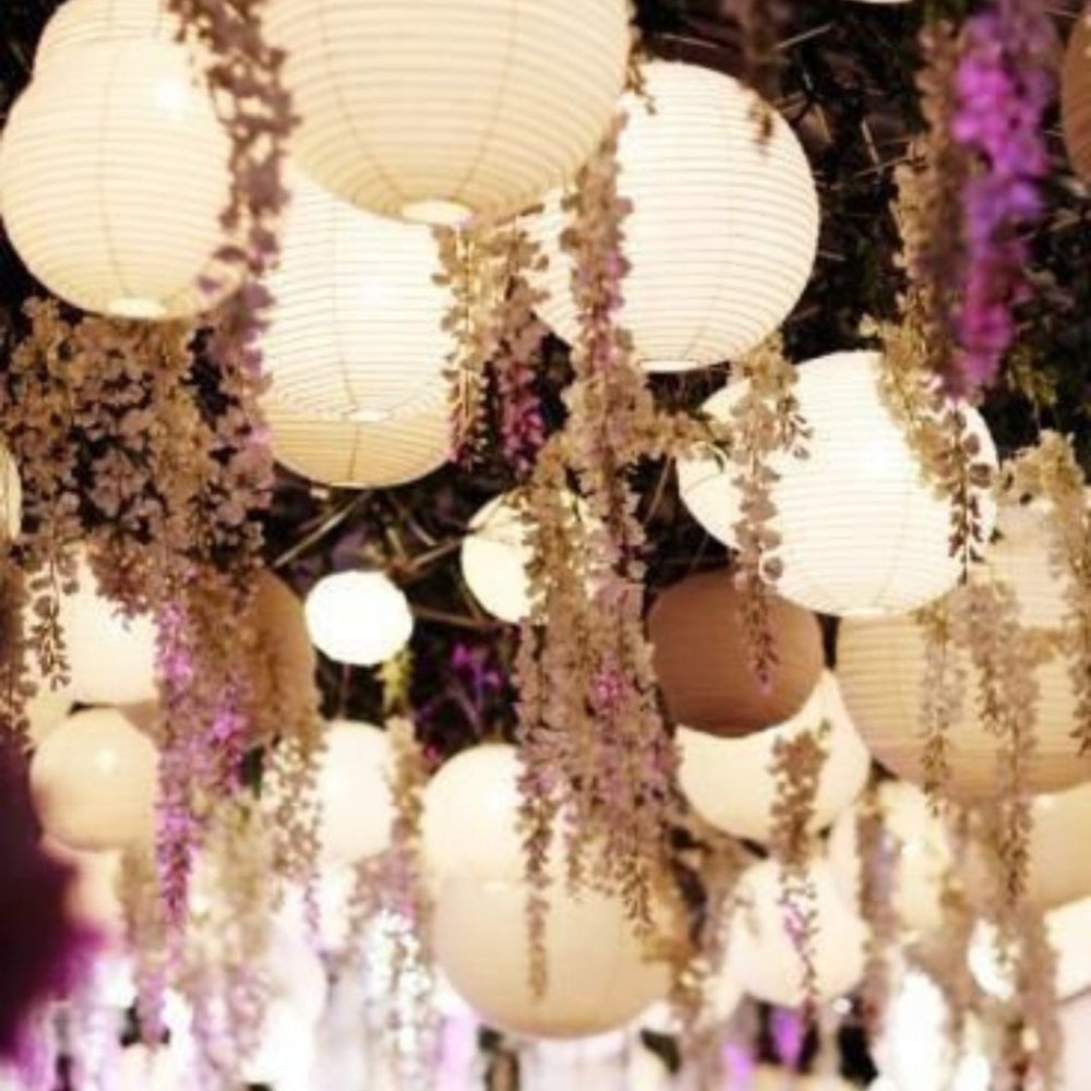 Zonne-energie Buiten Hanglamp Ronde Witte Lantaarn Met Lichtsensor