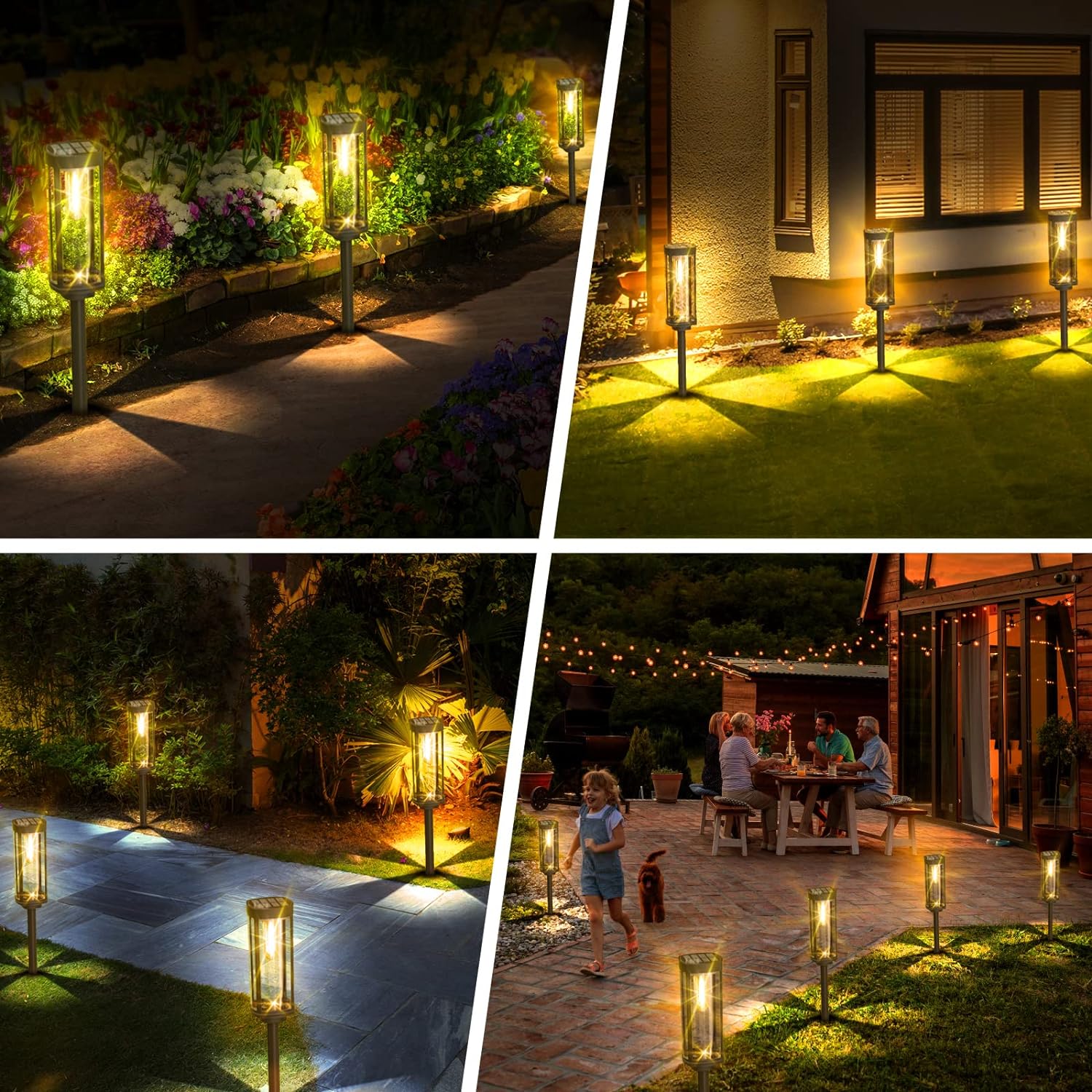 Solar Garden Stake Lantern With Black Post And Clear Glass