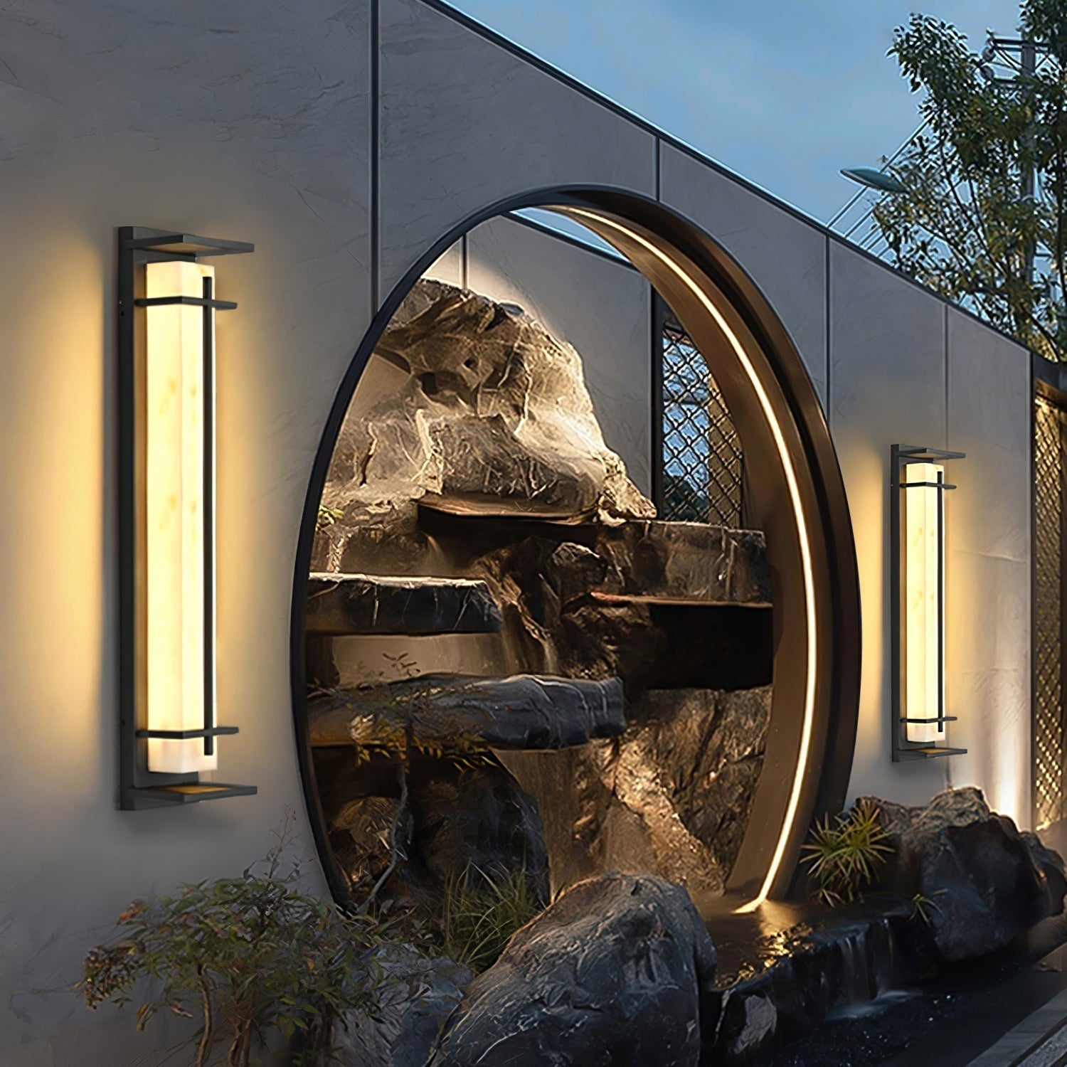 Outdoor Wall Light Waterproof LED Alabaster Style Exterior Lamp