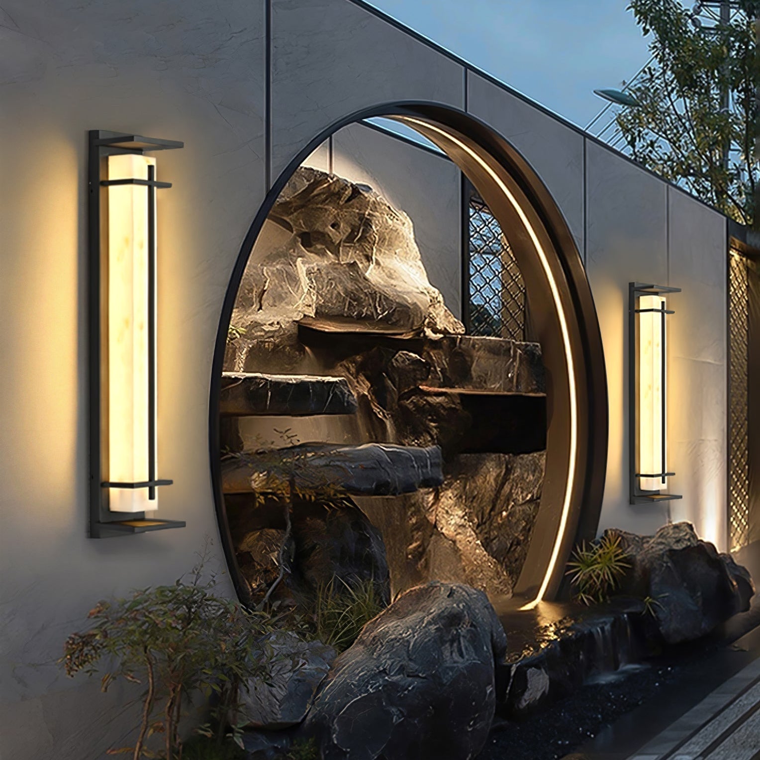 Outdoor Wall Light Waterproof LED Alabaster Style Exterior Lamp