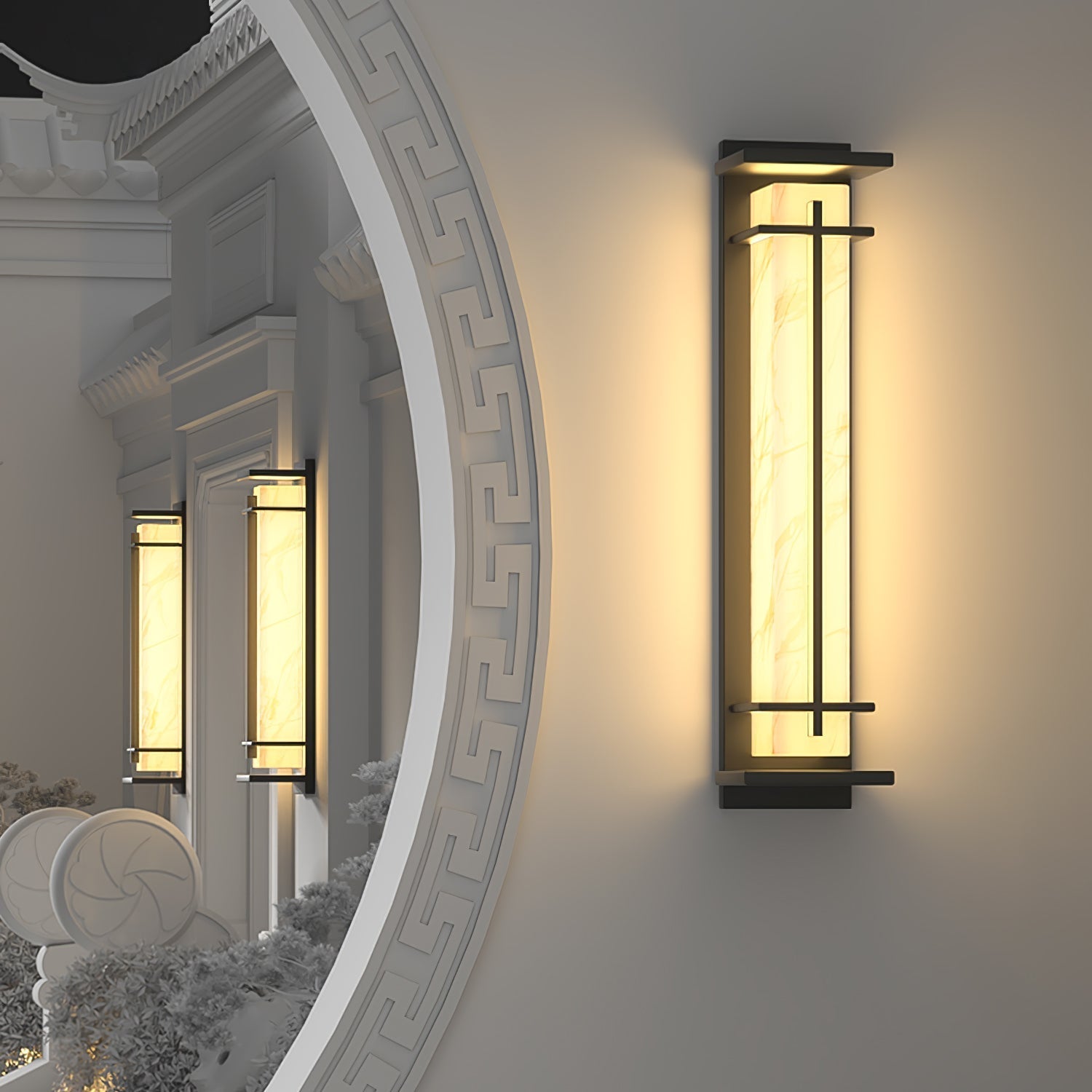 Outdoor Wall Light Waterproof LED Alabaster Style Exterior Lamp