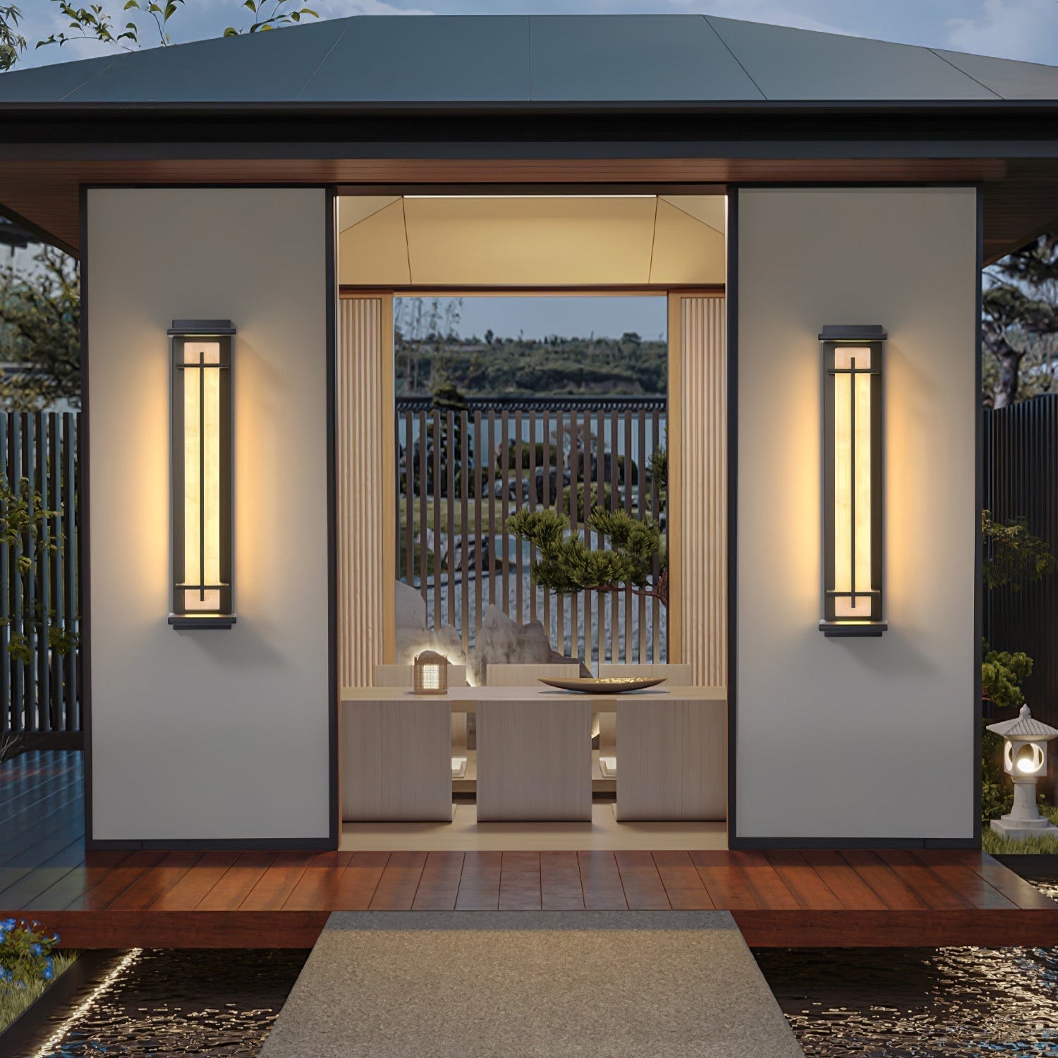Outdoor Wall Light Waterproof LED Alabaster Style Exterior Lamp