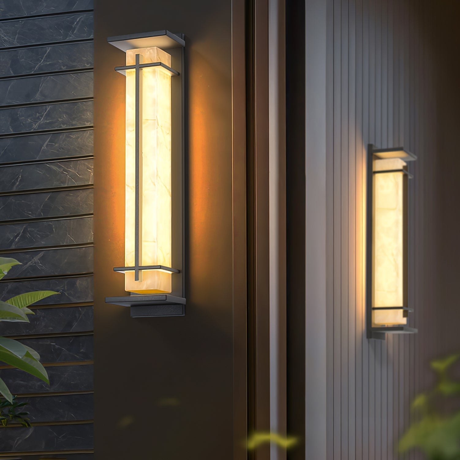 Outdoor Wall Light Waterproof LED Alabaster Style Exterior Lamp