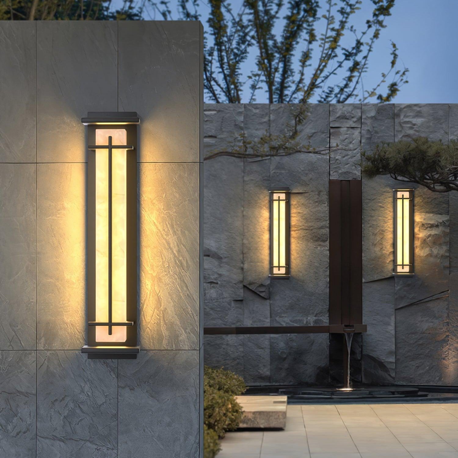 Outdoor Wall Light Waterproof LED Alabaster Style Exterior Lamp
