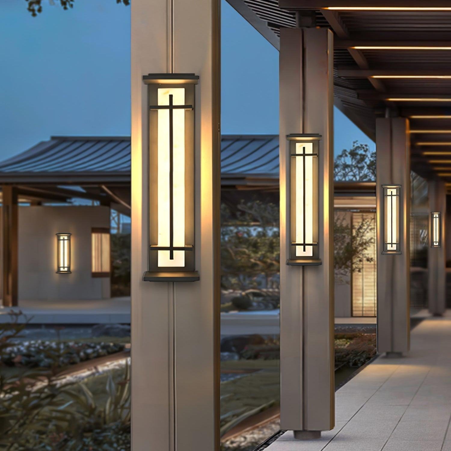Outdoor Wall Light Waterproof LED Alabaster Style Exterior Lamp