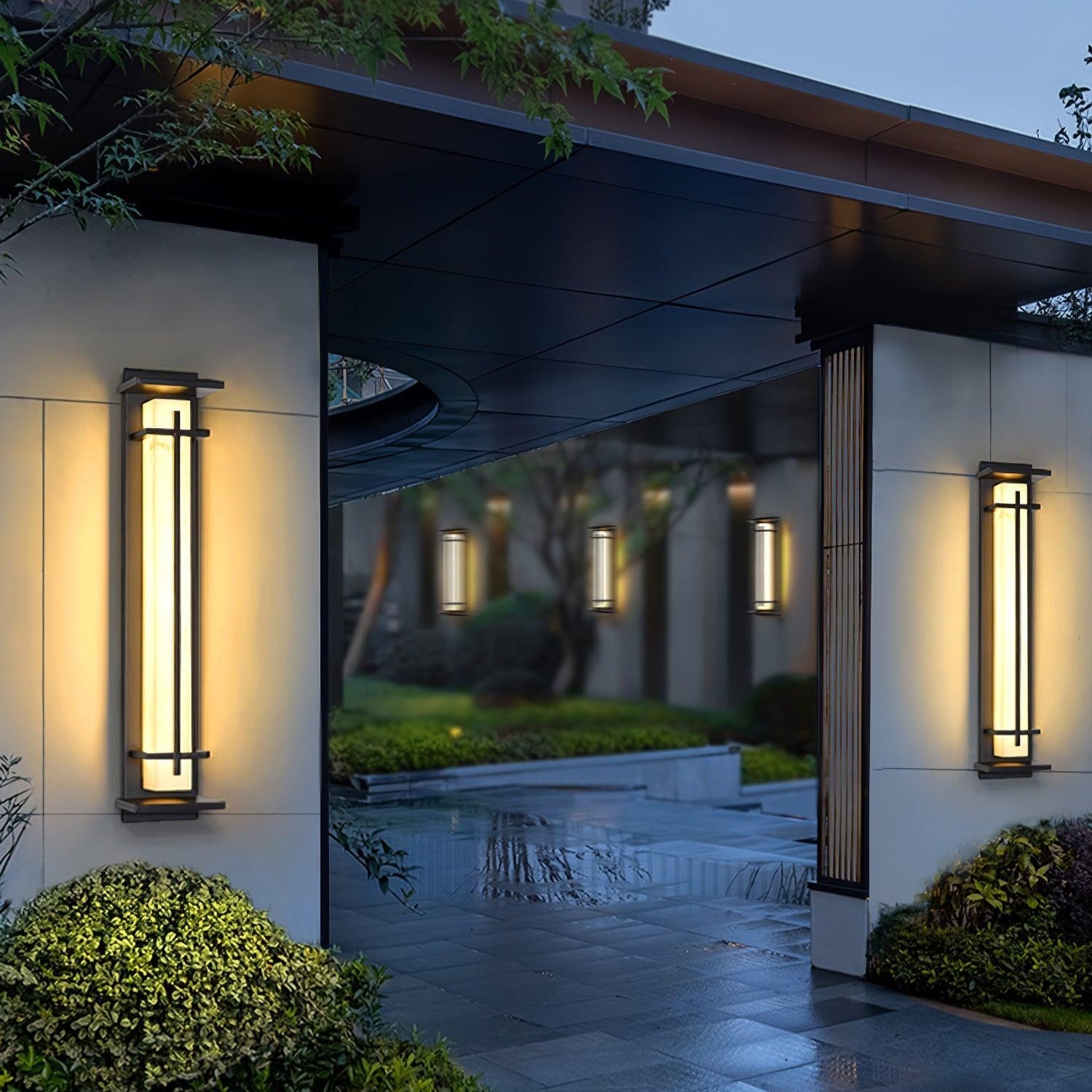 Outdoor Wall Light Waterproof LED Alabaster Style Exterior Lamp