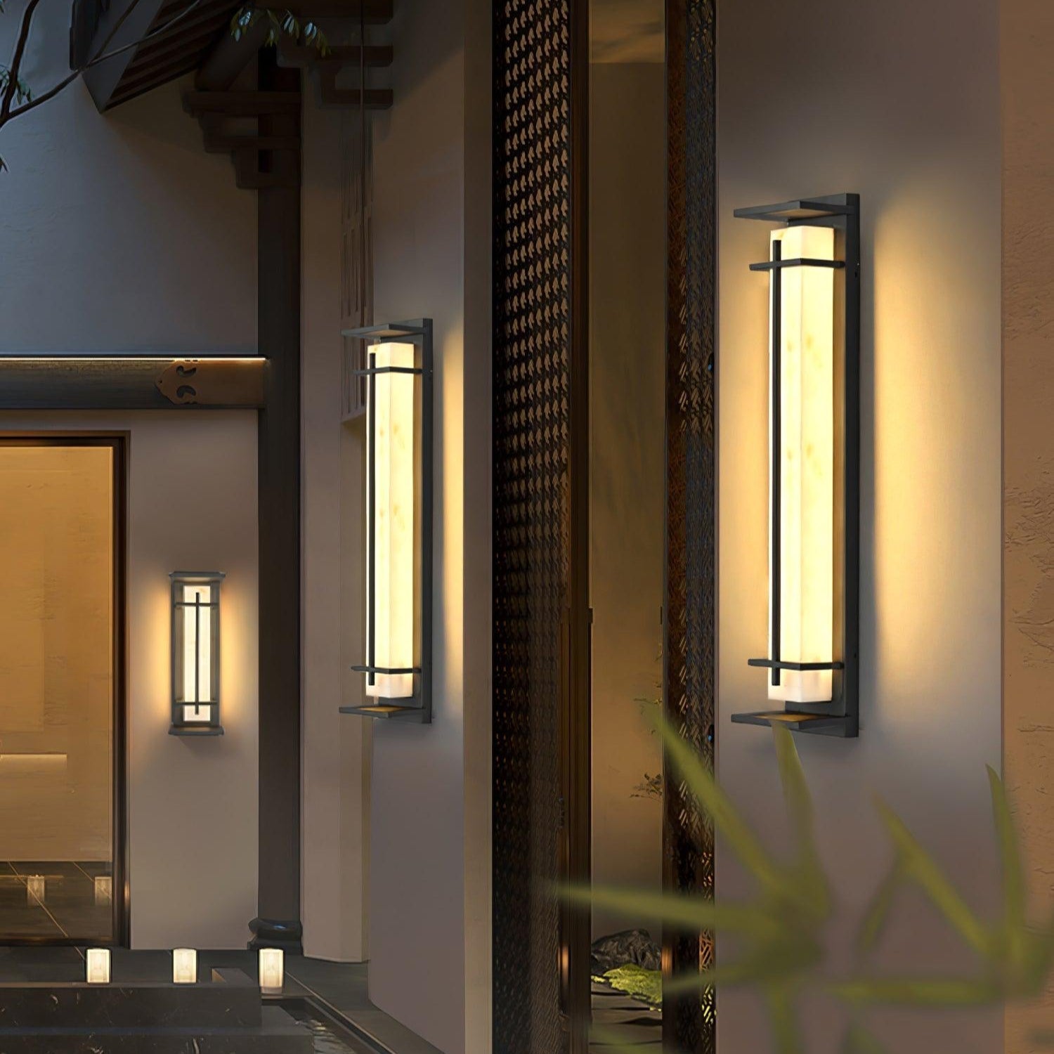 Outdoor Wall Light Waterproof LED Alabaster Style Exterior Lamp