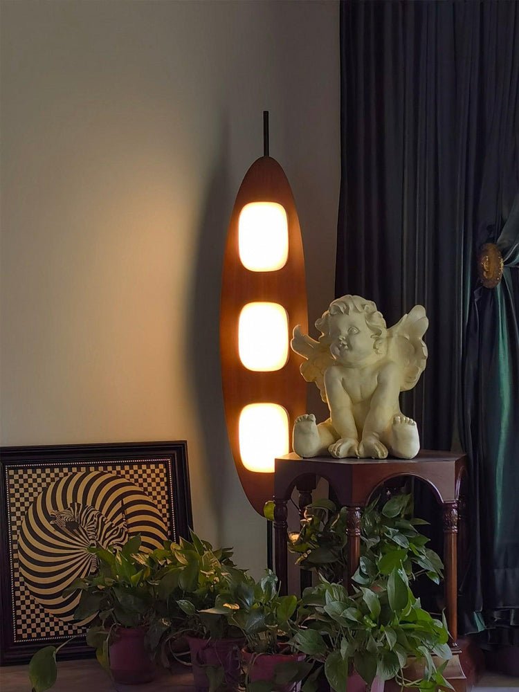 Floor Lamp with Wooden Body and Integrated Light Panels