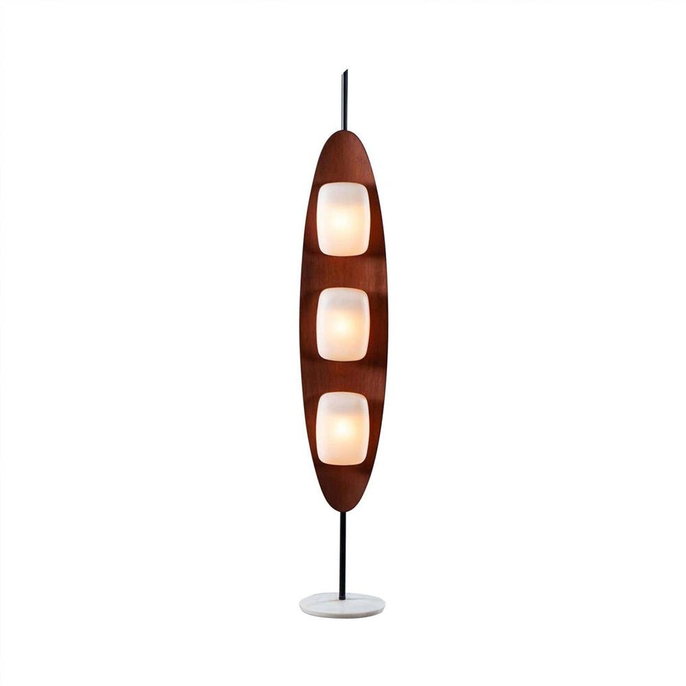 Floor Lamp with Wooden Body and Integrated Light Panels