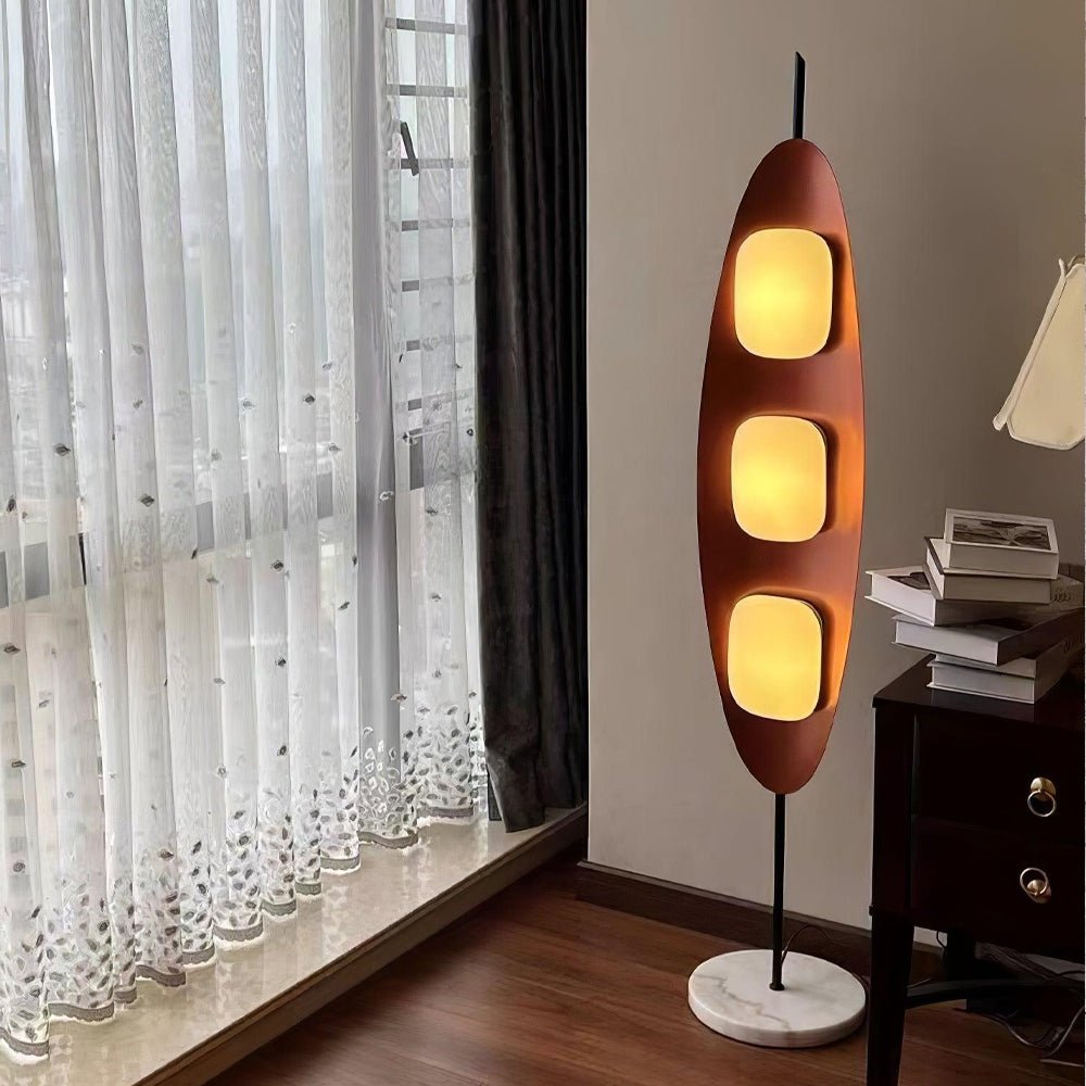 Floor Lamp with Wooden Body and Integrated Light Panels