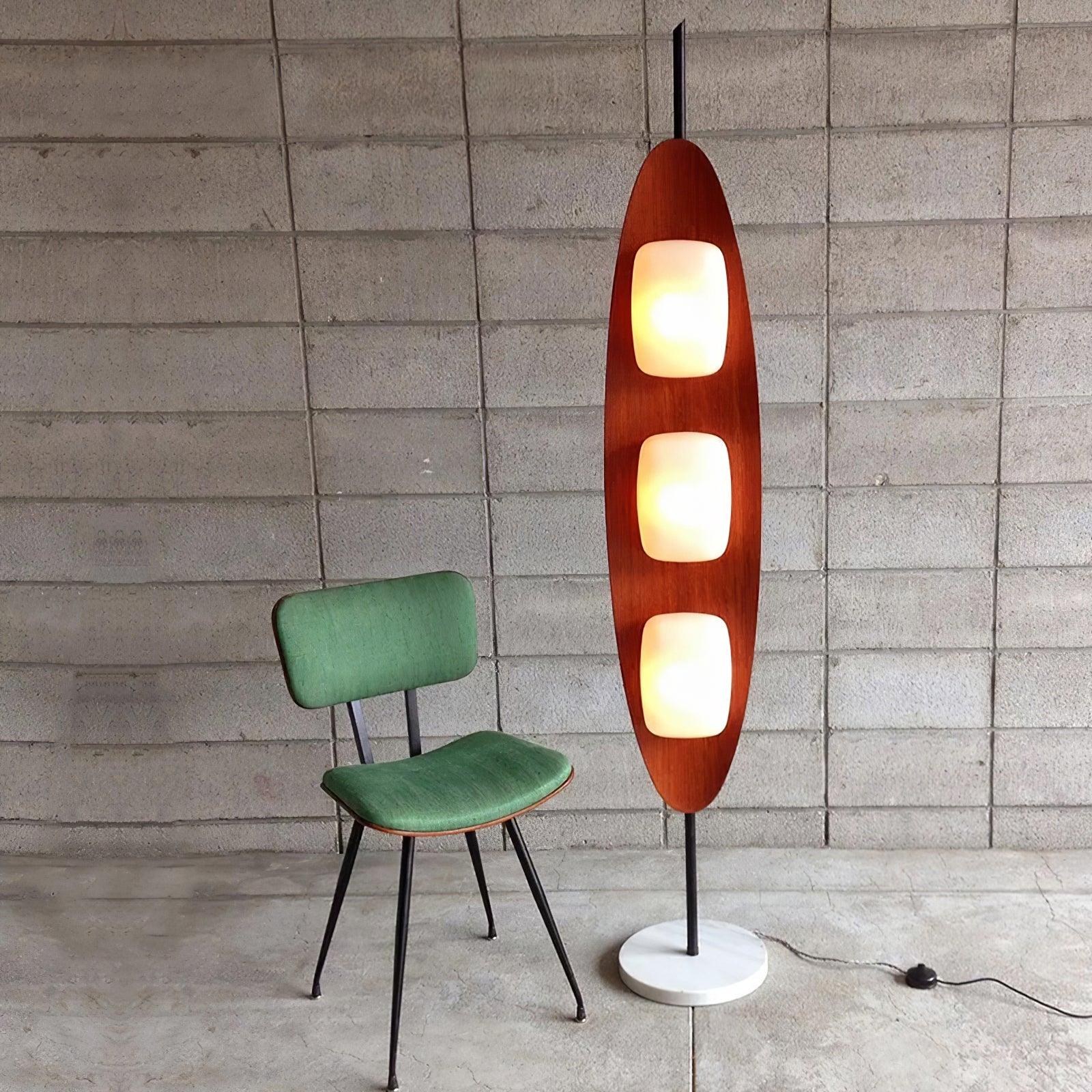 Floor Lamp with Wooden Body and Integrated Light Panels
