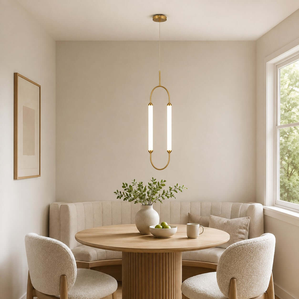 Moderne minimalistische ledkroonluchter met gebogen lijnen voor de woonkamer