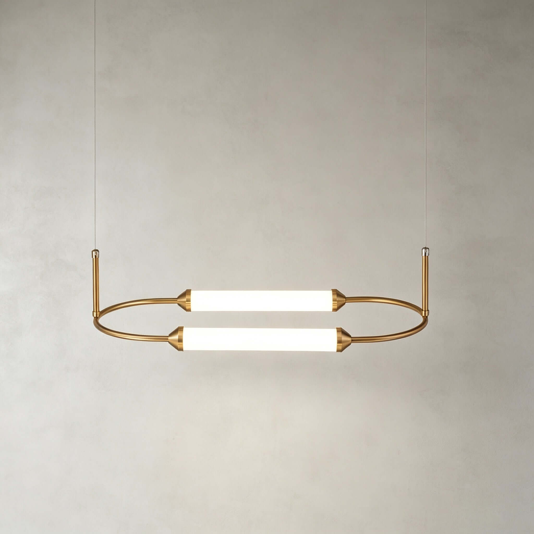 Moderne minimalistische ledkroonluchter met gebogen lijnen voor de woonkamer