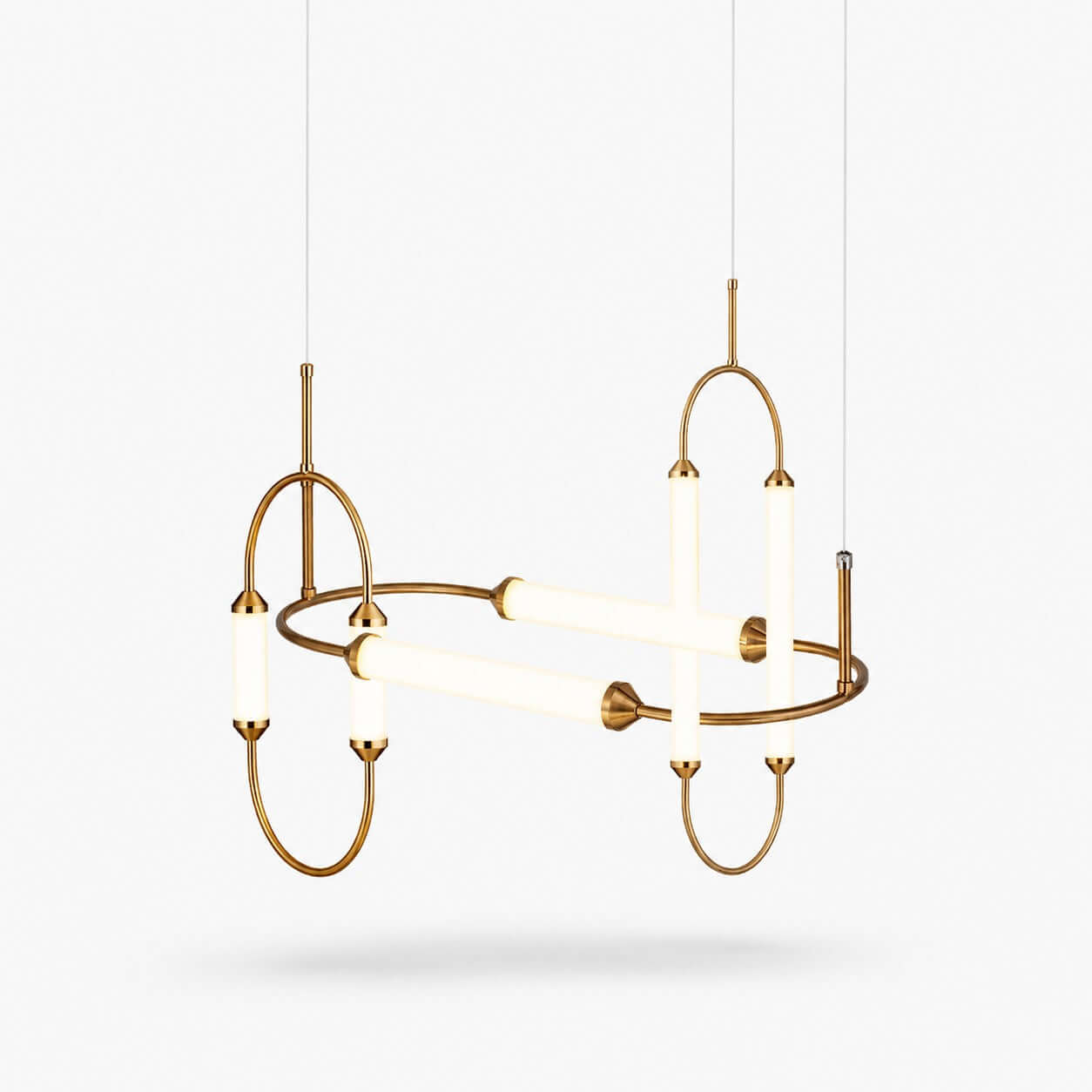 Moderne minimalistische ledkroonluchter met gebogen lijnen voor de woonkamer