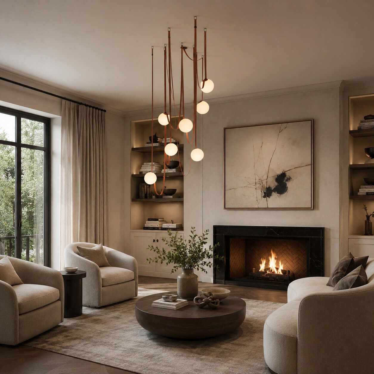 Lustre LED moderne à lumières en cascade pour le salon