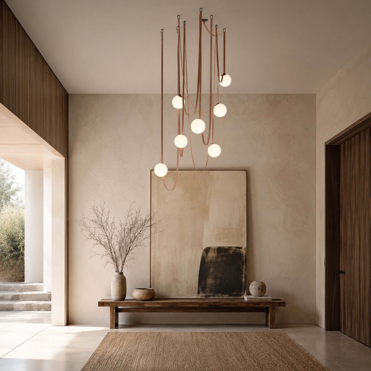 Lustre LED moderne à lumières en cascade pour le salon