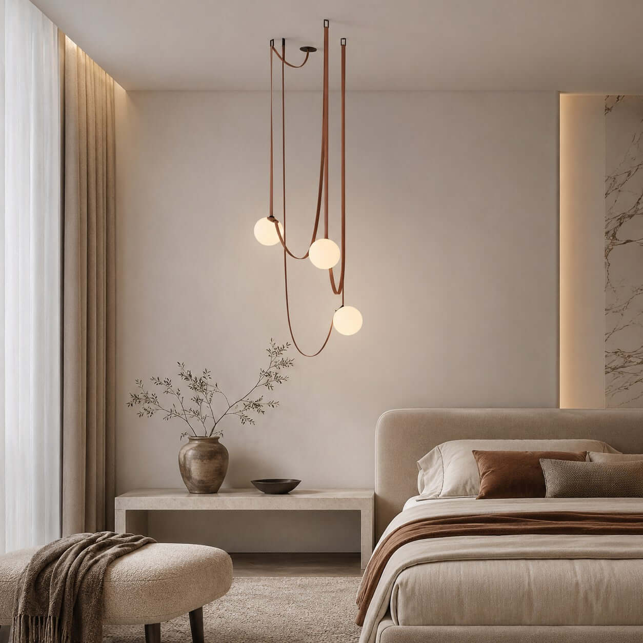 Lustre LED moderne à lumières en cascade pour le salon
