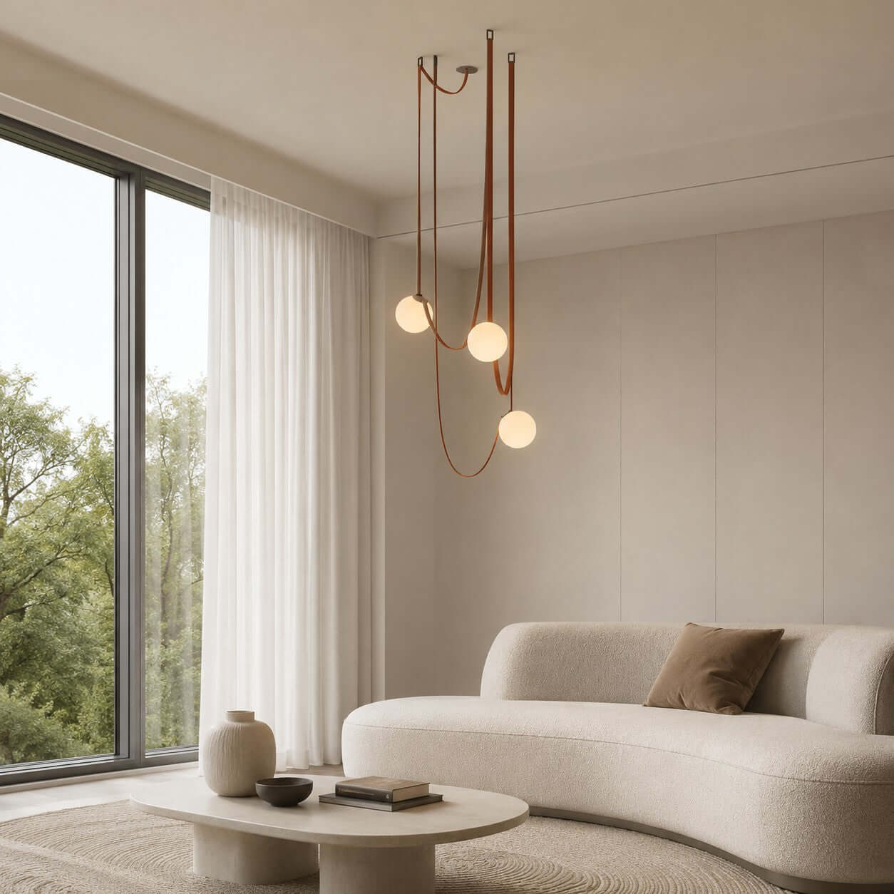 Lustre LED moderne à lumières en cascade pour le salon