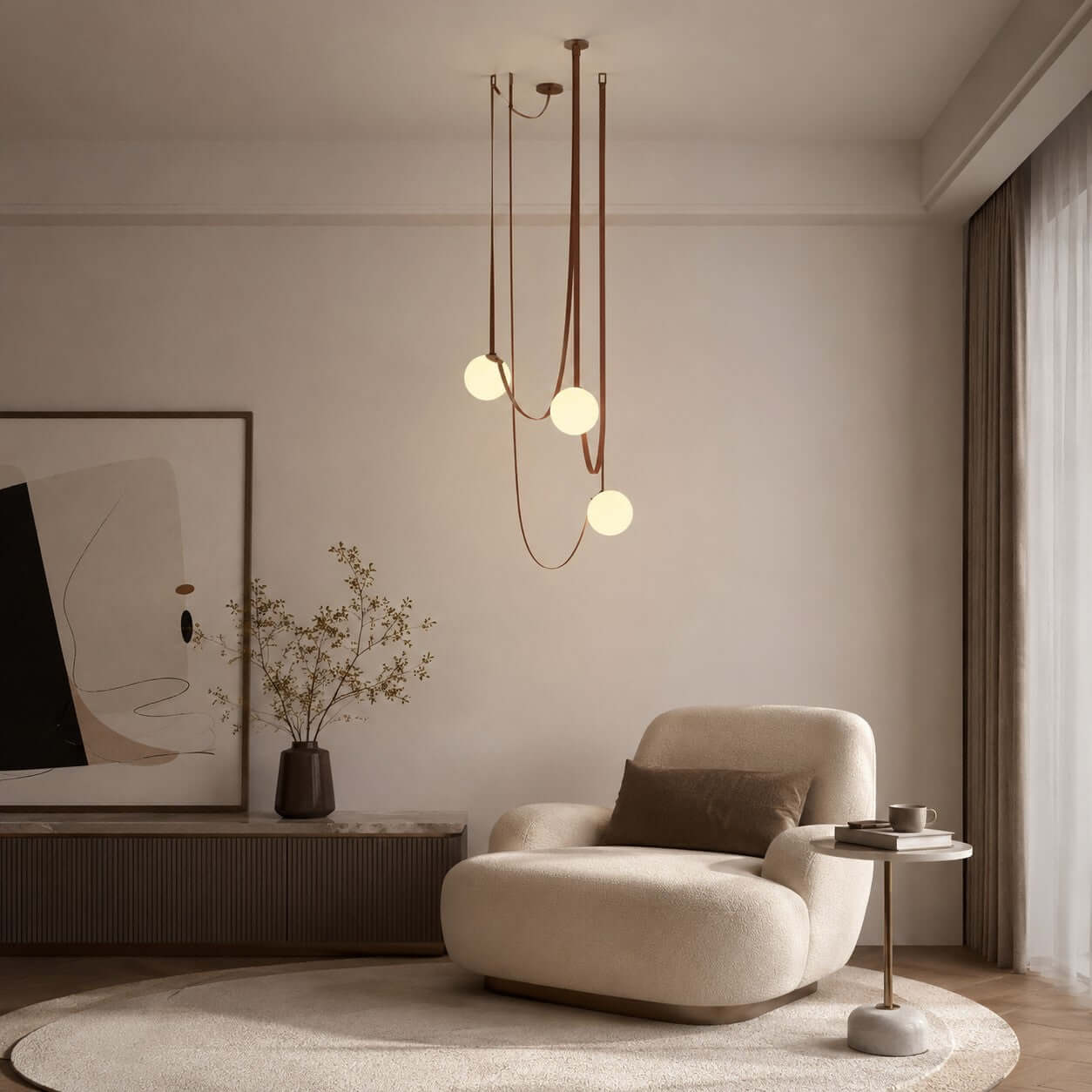 Lustre LED moderne à lumières en cascade pour le salon