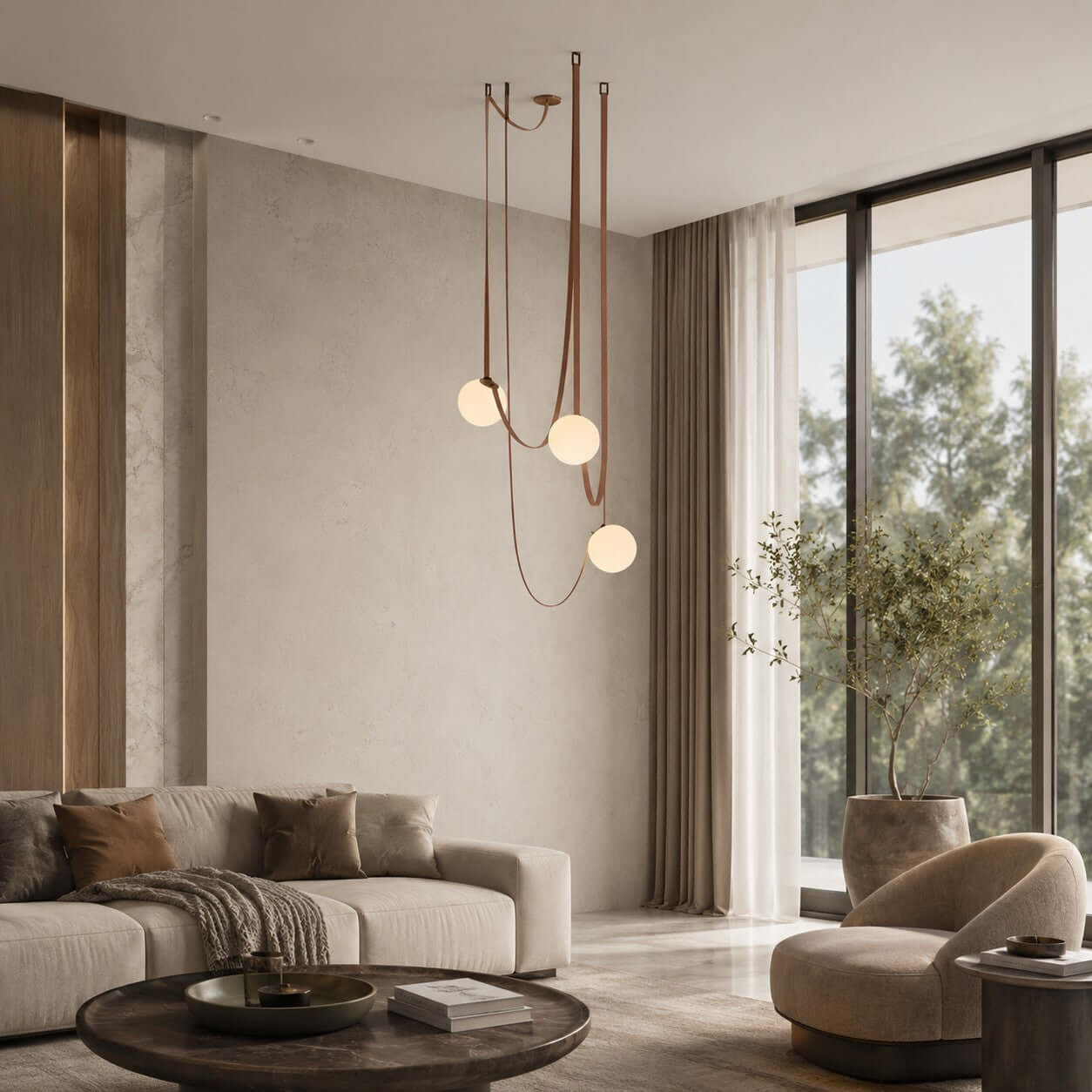 Lustre LED moderne à lumières en cascade pour le salon