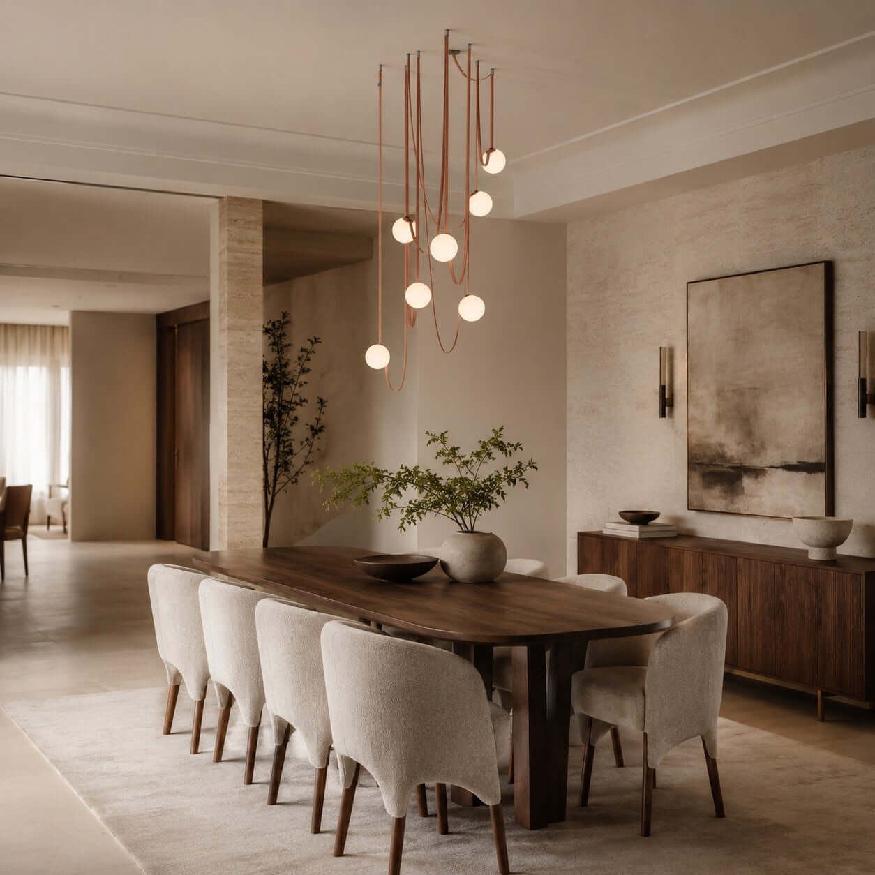 Lustre LED moderne à lumières en cascade pour le salon