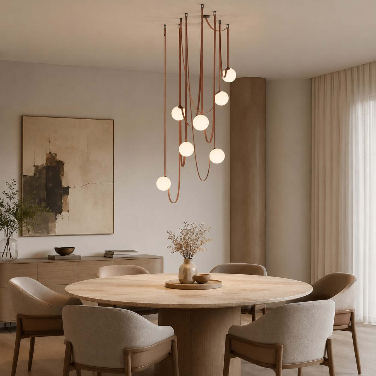 Lustre LED moderne à lumières en cascade pour le salon