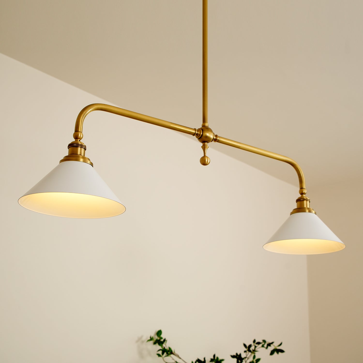 Brass Swing Arm Double Pendant Light