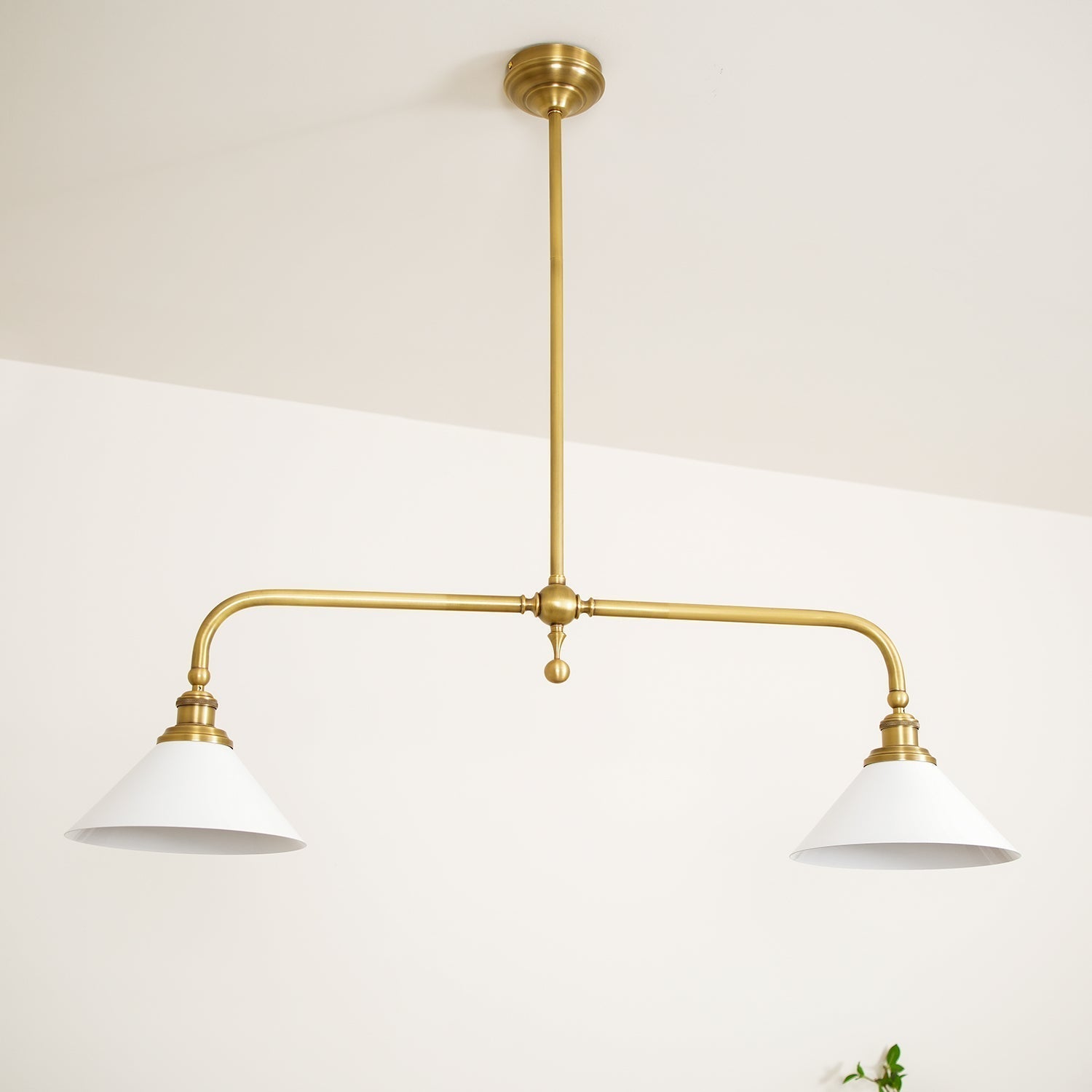 Brass Swing Arm Double Pendant Light