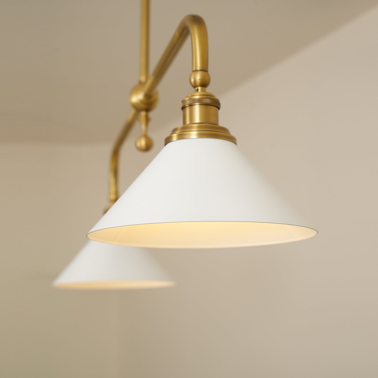 Brass Swing Arm Double Pendant Light