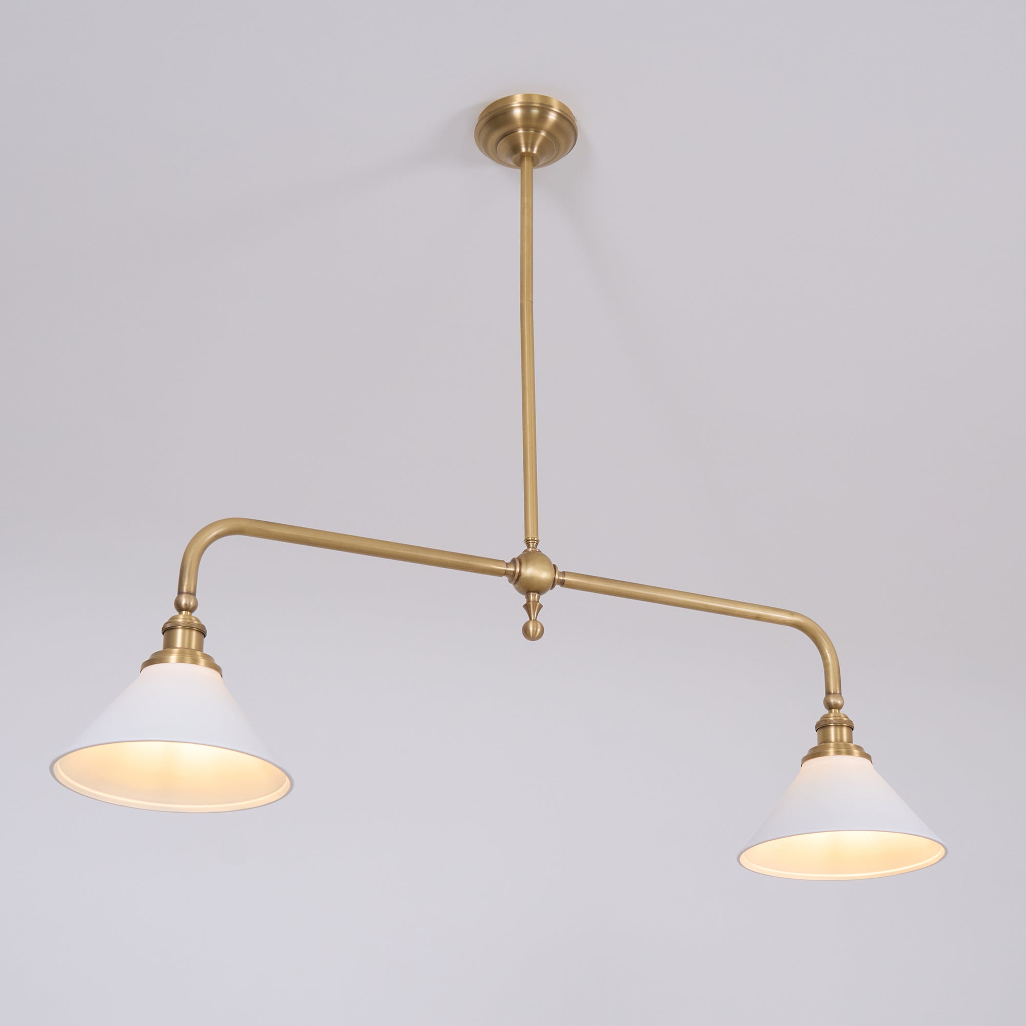 Brass Swing Arm Double Pendant Light