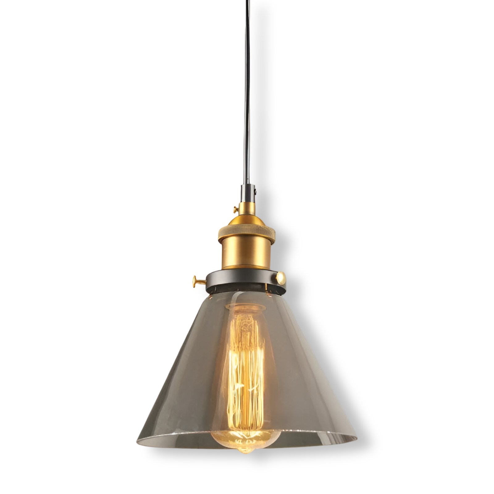 Tinted glass hanging pendant light with brass fitting