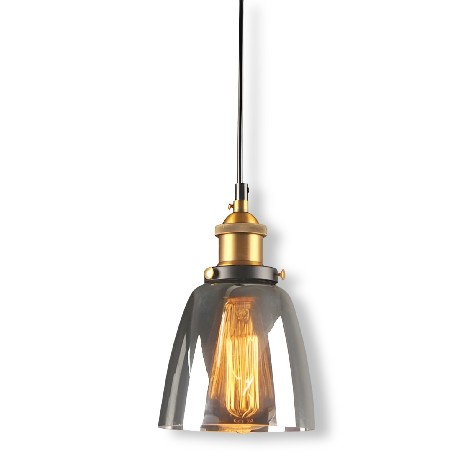Tinted glass hanging pendant light with brass fitting