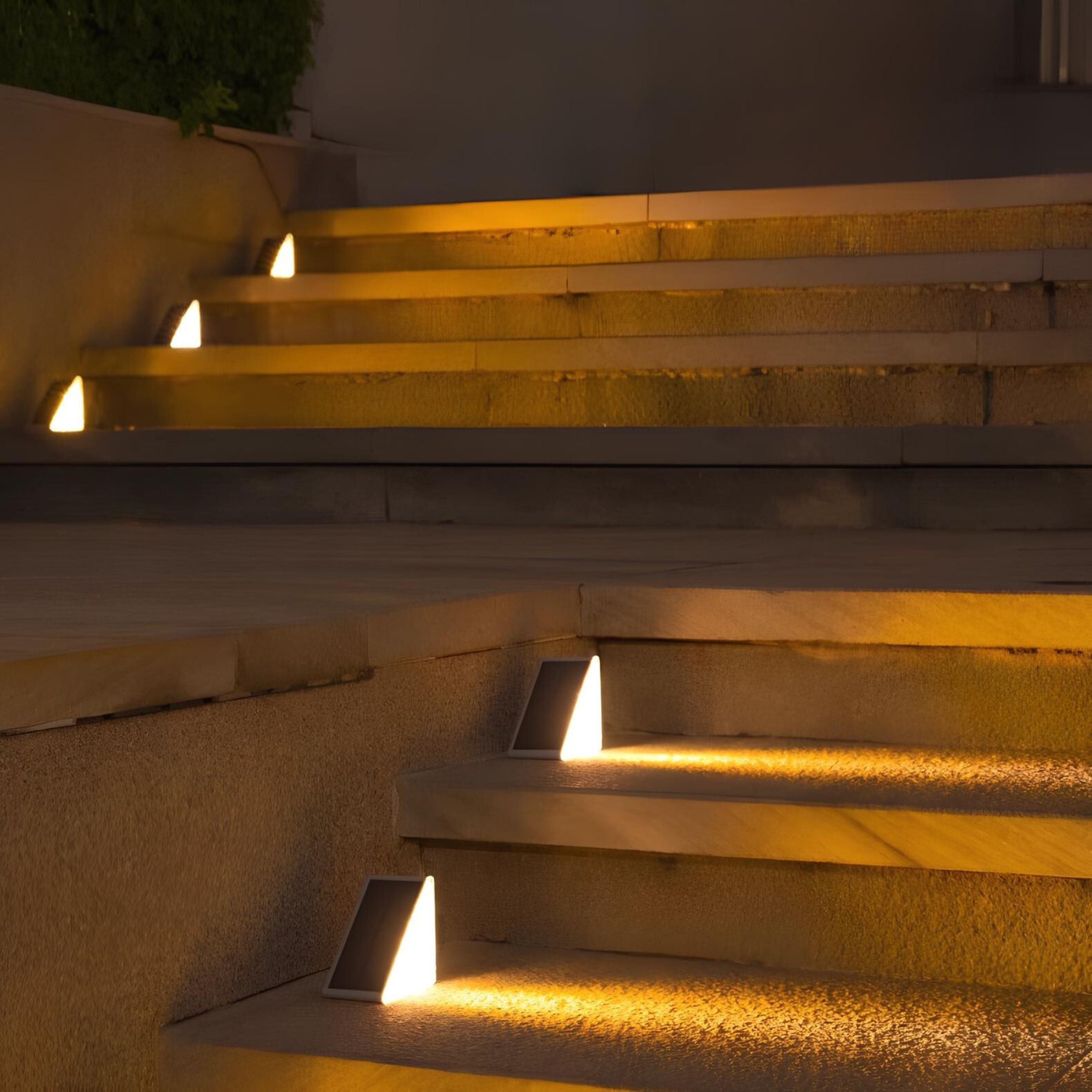 Outdoor Solar Powered LED Step Lights with Triangular Design