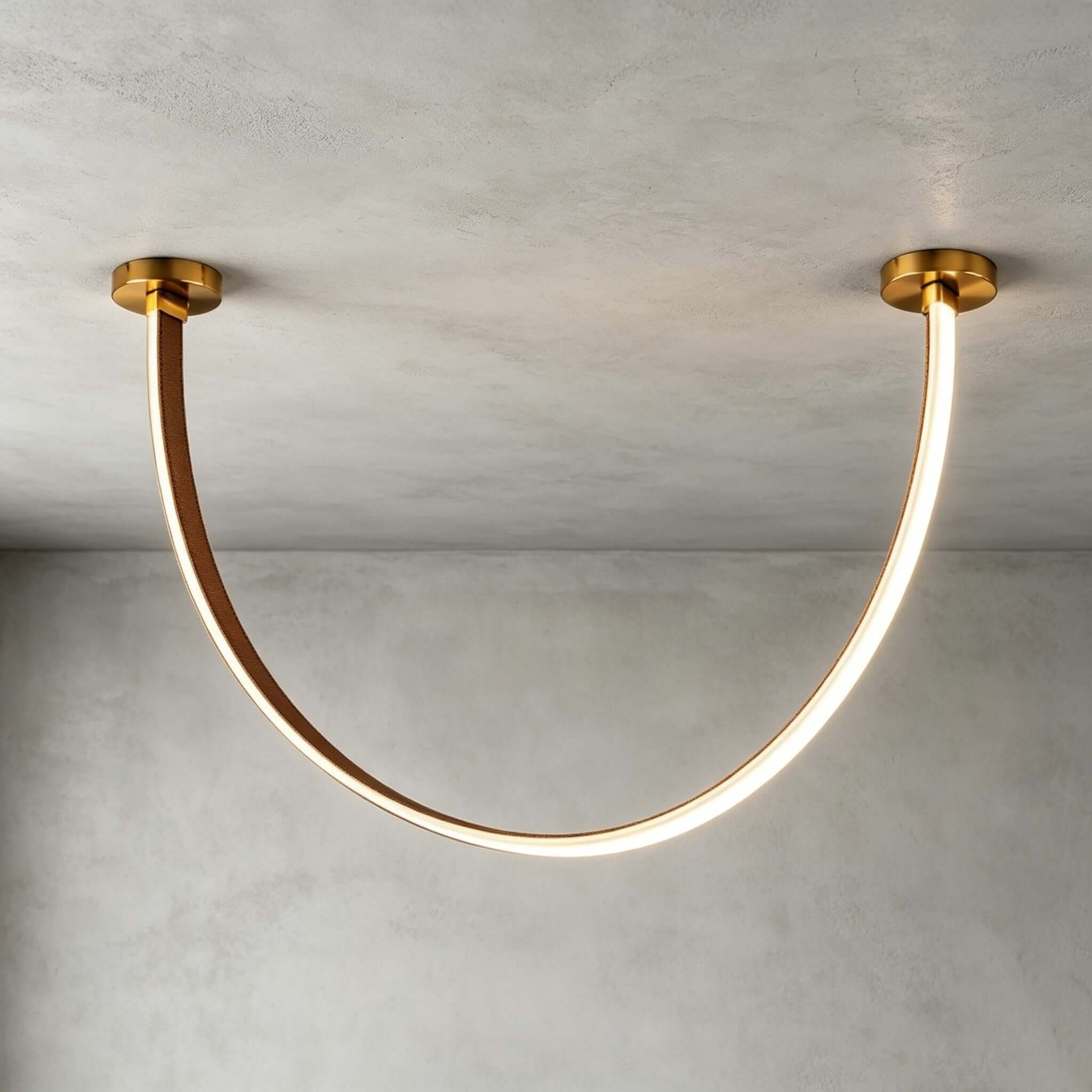 Lustre linéaire à LED incurvé avec éclairage élégant pour salle à manger