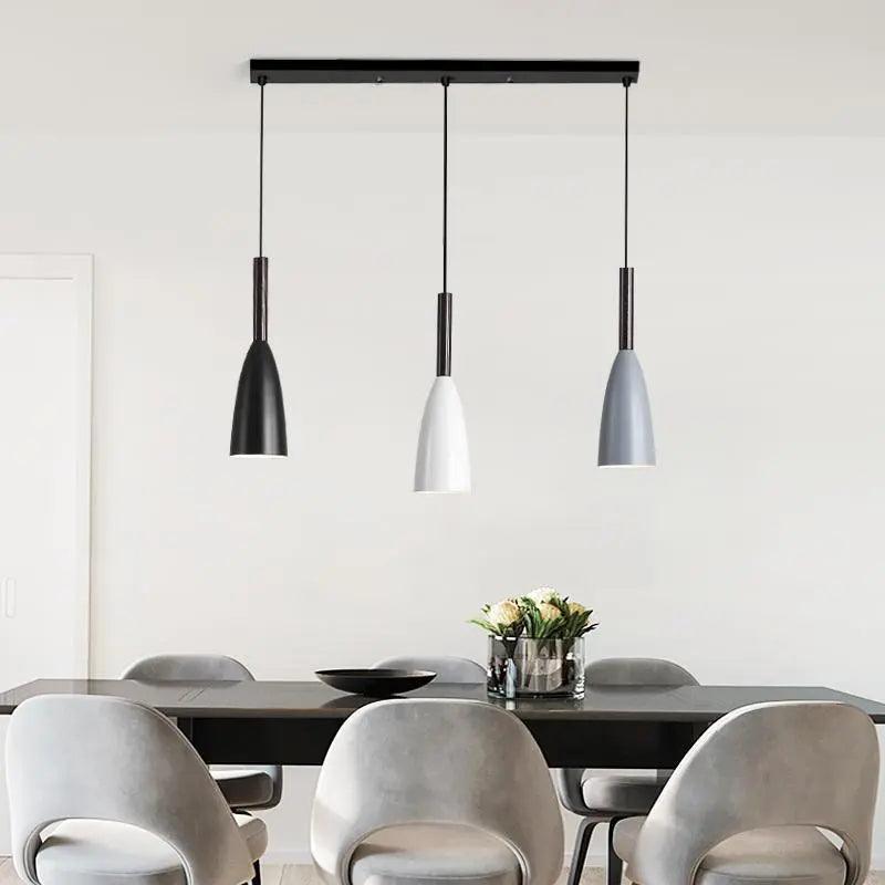 Three-Light Kitchen Ceiling Pendant with Tapered Metal Shades
