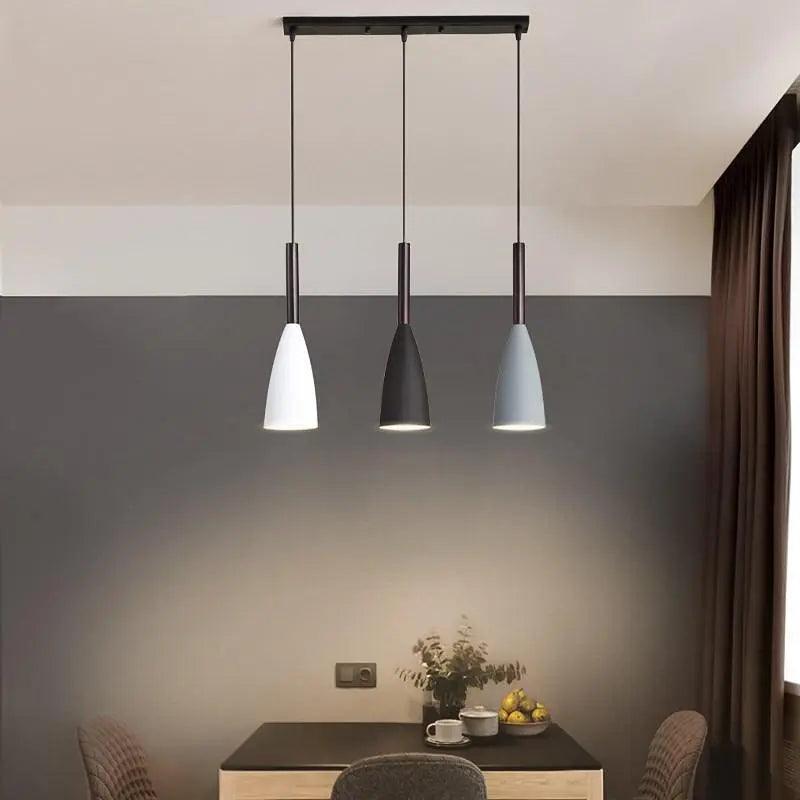 Three-Light Kitchen Ceiling Pendant with Tapered Metal Shades