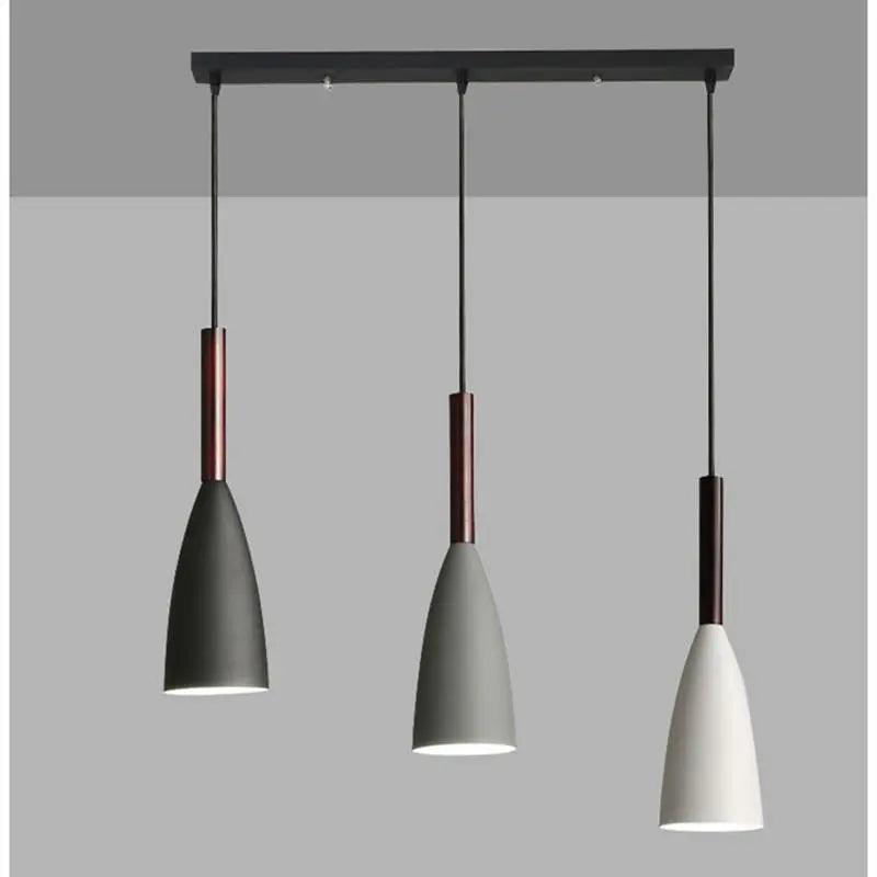 Three-Light Kitchen Ceiling Pendant with Tapered Metal Shades