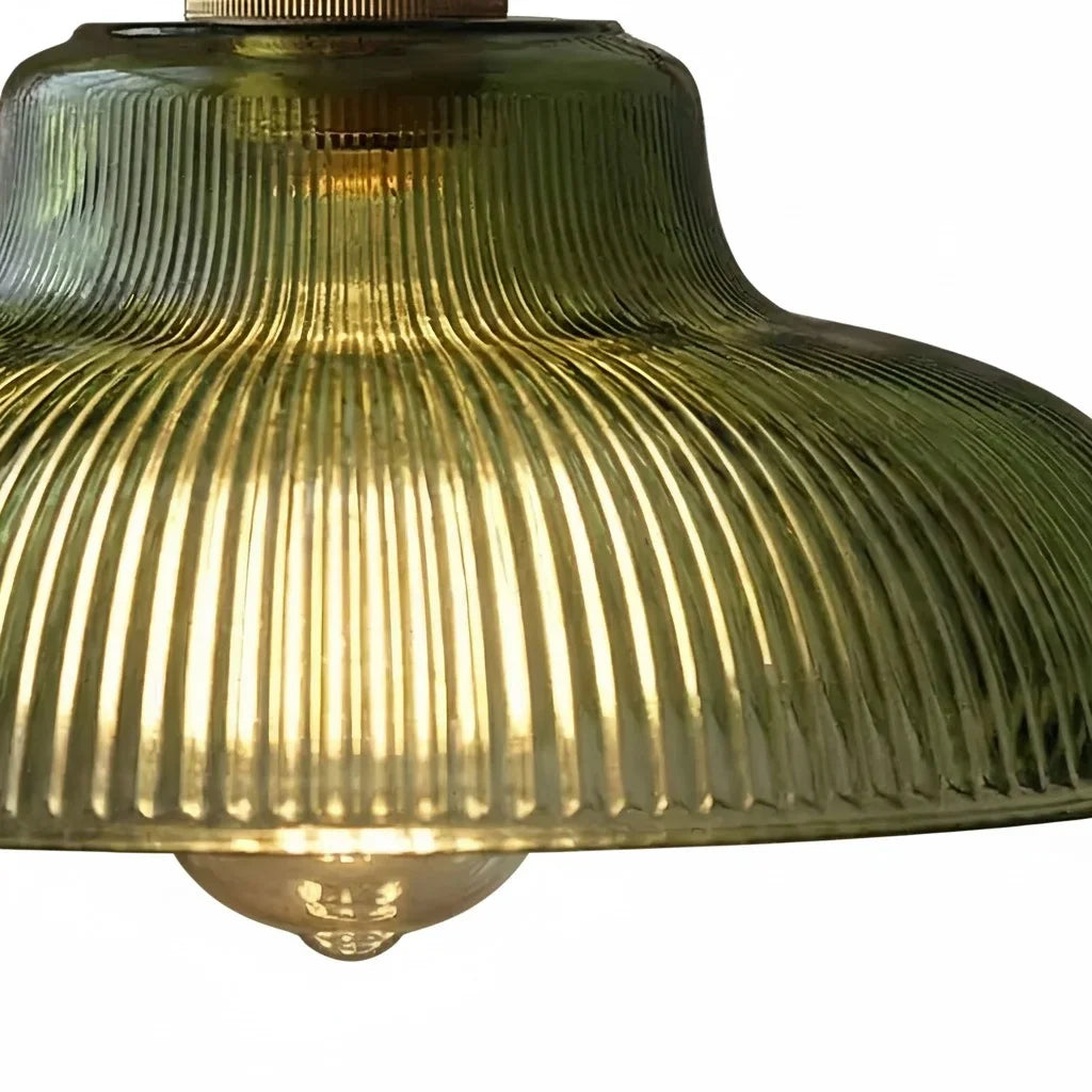 Vintage Ribbed Glass Pendant Light for Dining Room