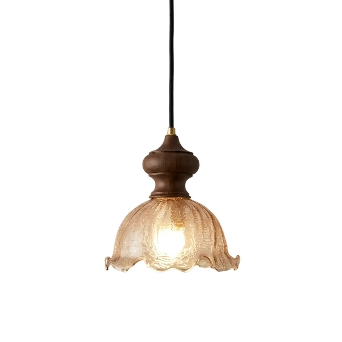 Vintage Bar Pendant Light with Rippled Glass Shade