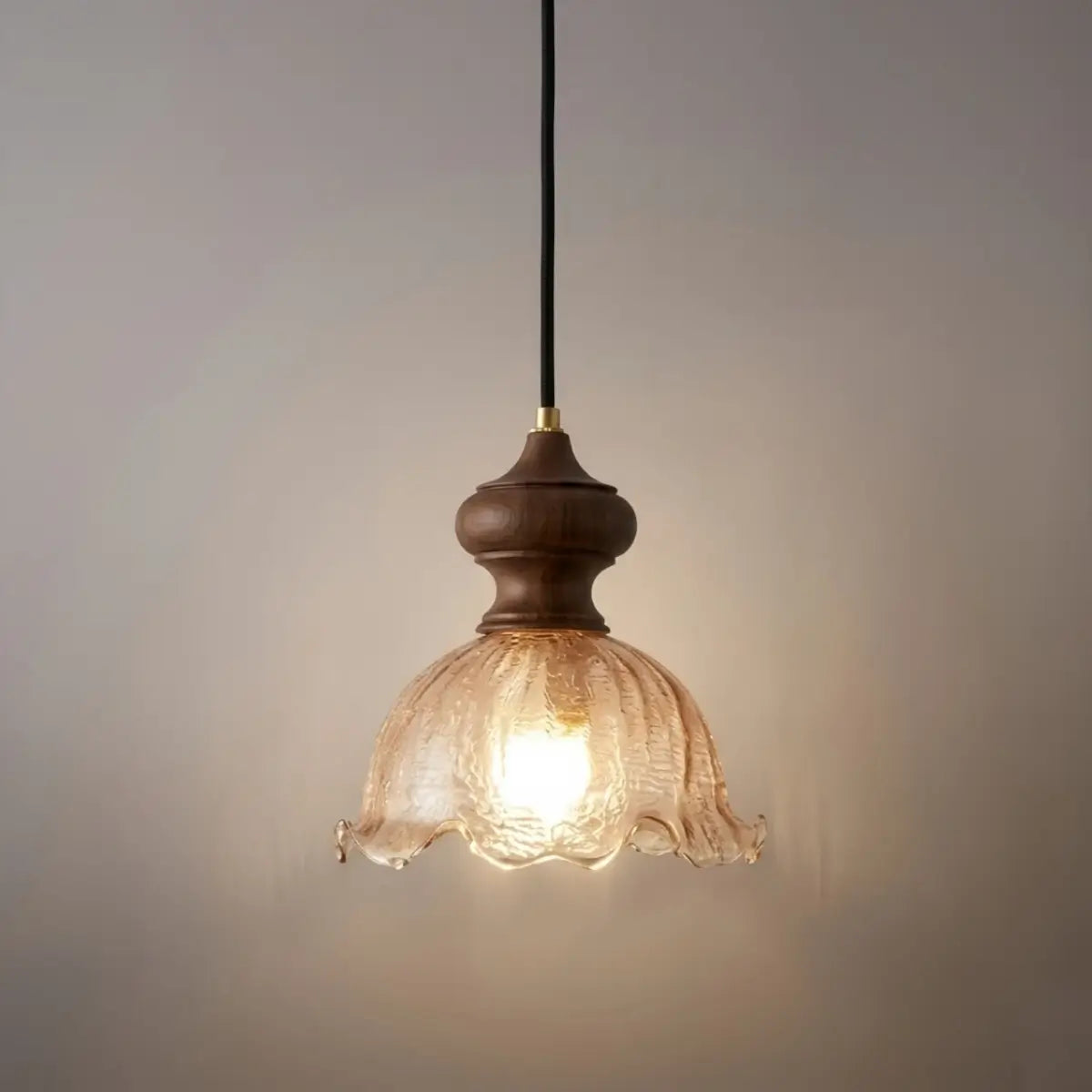 Vintage Bar Pendant Light with Rippled Glass Shade