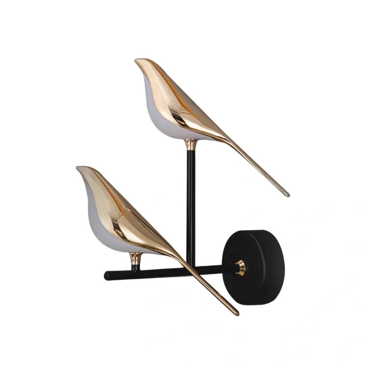 Applique murale LED noire et dorée au design d'oiseau moderne pour chambre à coucher