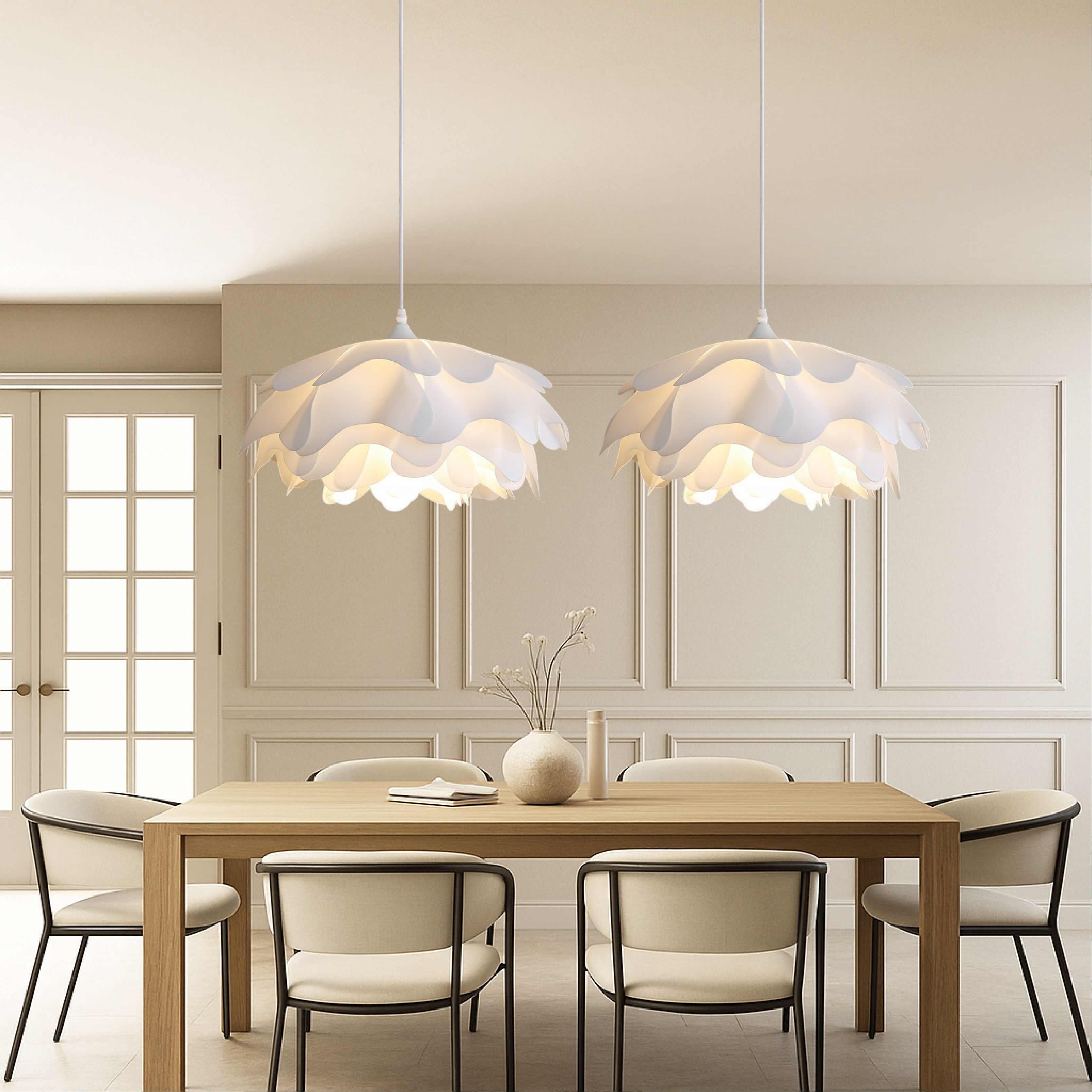 White Flower Shade Pendant Light
